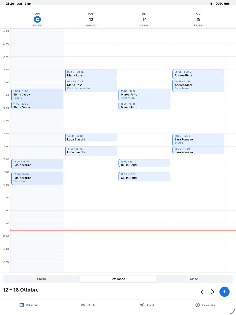 Agenda dello studio aperta su tablet